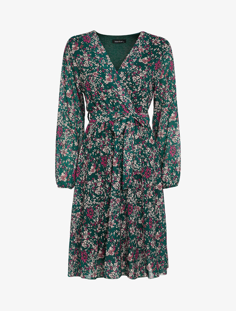 Robe patineuse à imprimé fleurs des champs - Vert émeraude - 1