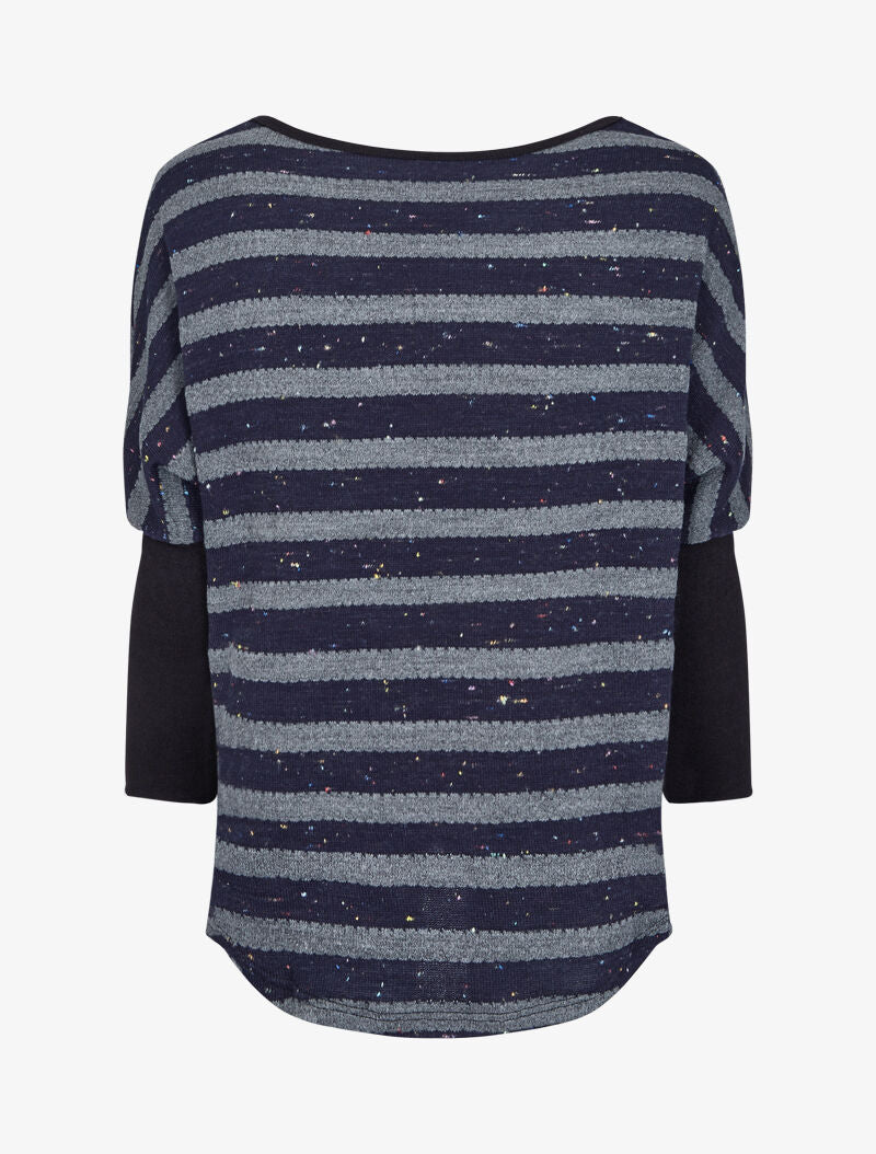 Pull marinière dolman à dos long - Marine - 2