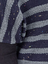 Pull marinière dolman à dos long - Marine - 3