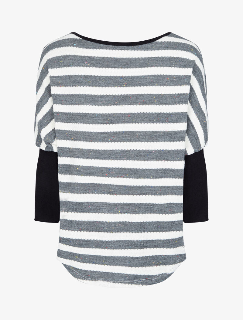 Pull marinière dolman à dos long - Gris - 2