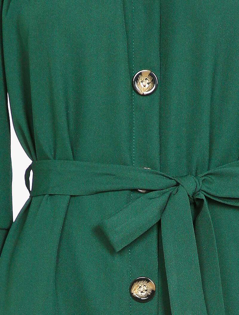 Robe boutonnée à encolure bardot - Vert sapin - 4