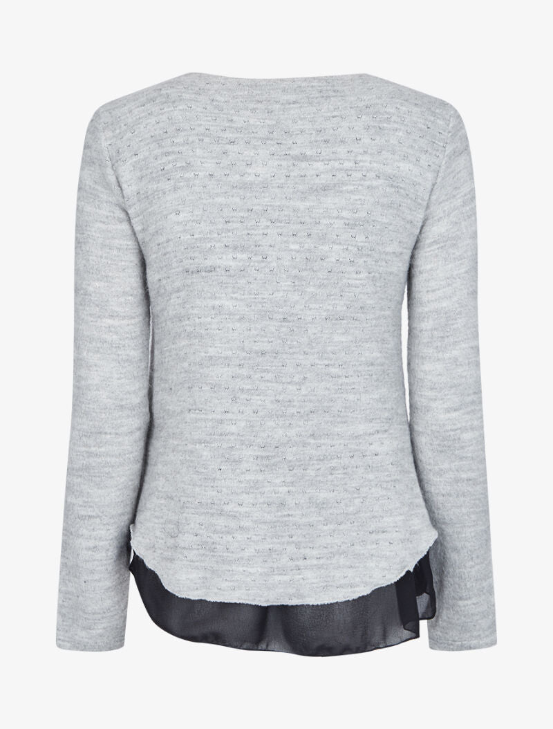 Pull en maille douce à doublure voile - Gris - 2