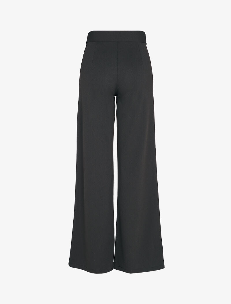 Pantalon droit extra long à ceinture à boucle carrée - Noir - 2