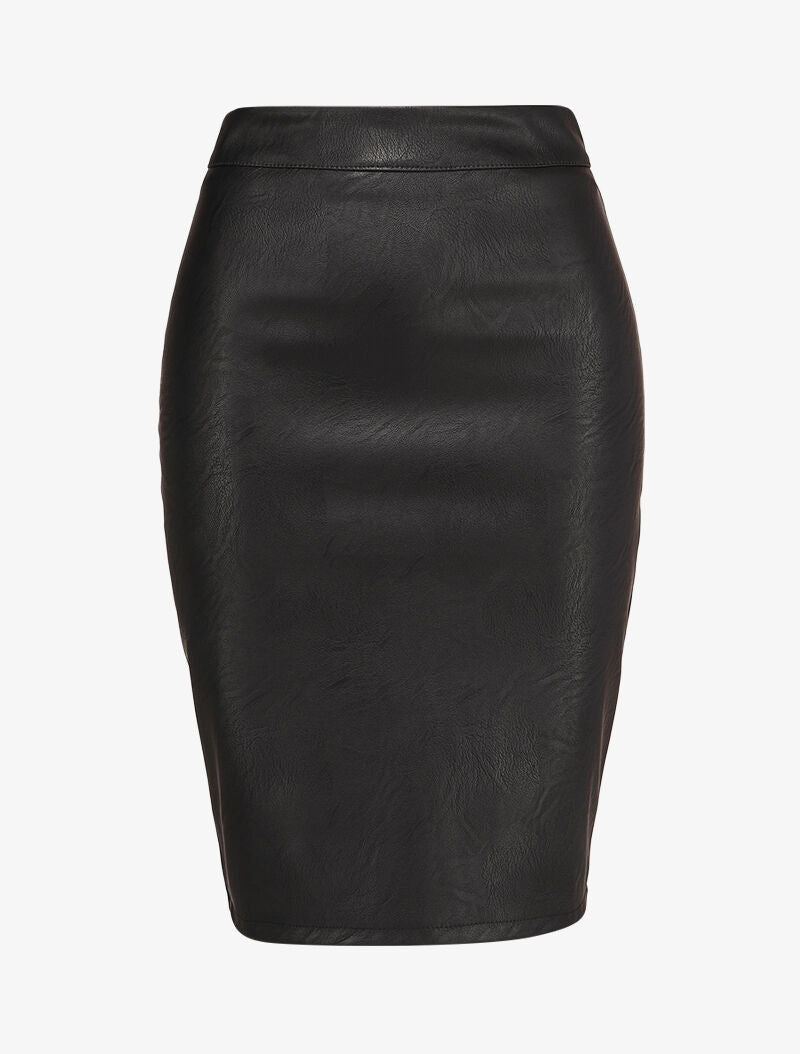 Jupe crayon en simili - Noir - 4