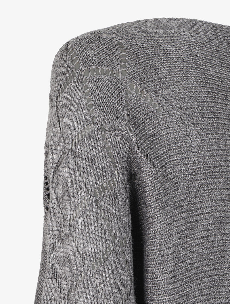 Pull à col bateau en maille stylisée - Gris foncé - 3