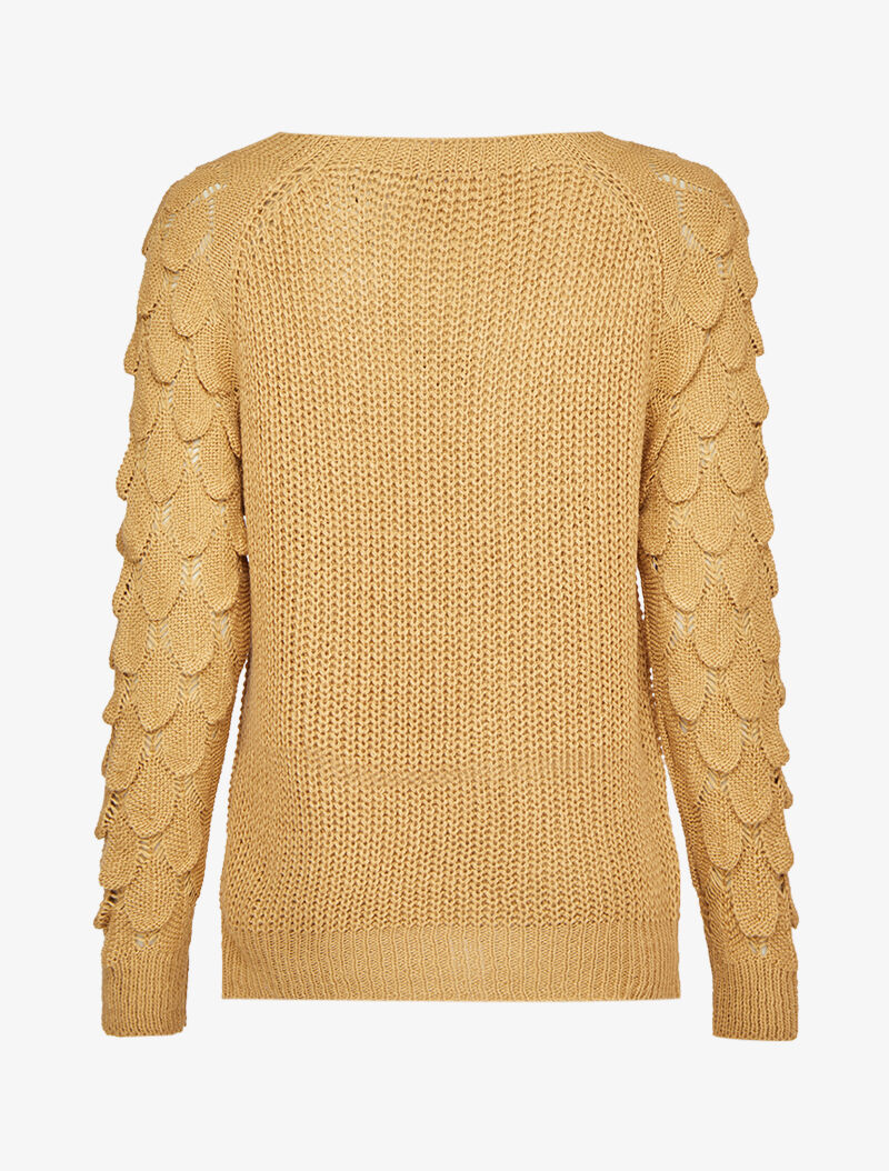 Pull à manches en maille effet écailles - Camel - 2