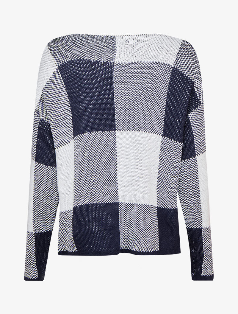 Pull oversize à carreaux - Marine - 2