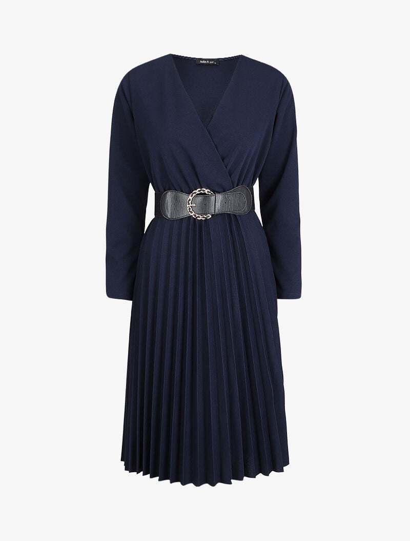 Robe longue coupe empire cache-coeur - Bleu marine - 1
