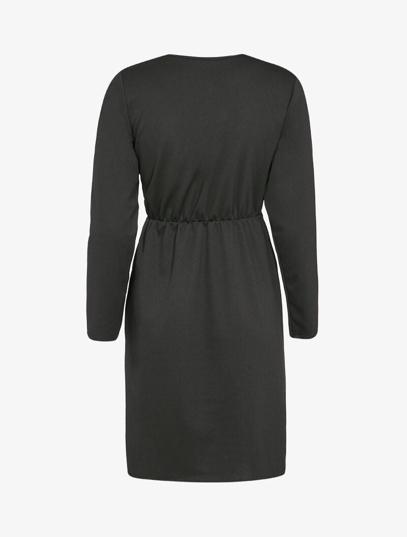 Robe portefeuille à boucle argentée - Noir - 3