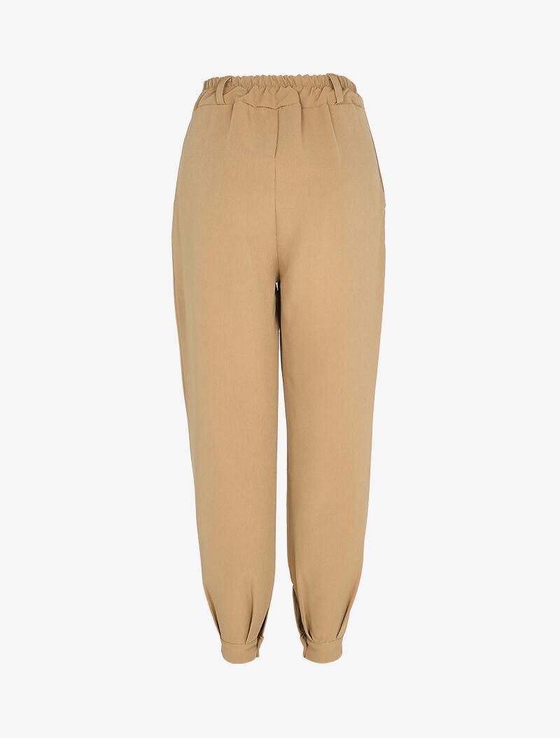 Pantalon carotte à chevilles boutonnées - Camel - 2