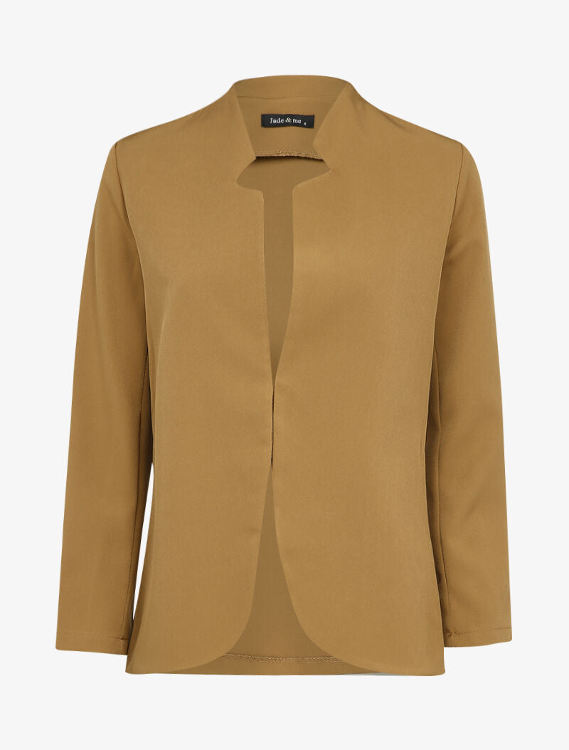 Veste à col biseauté et bords arrondis - Camel - 3