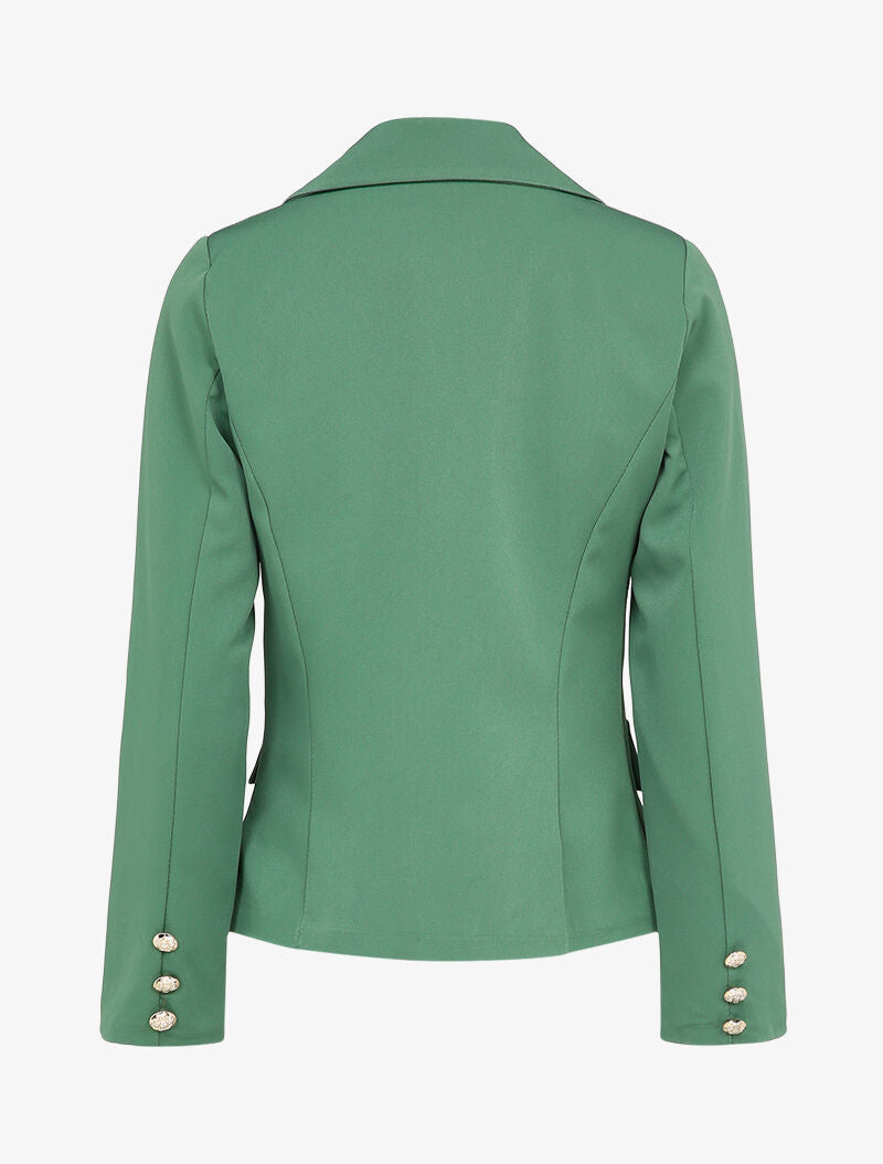 Blazer court style officier à poches décoratives - Vert - 2
