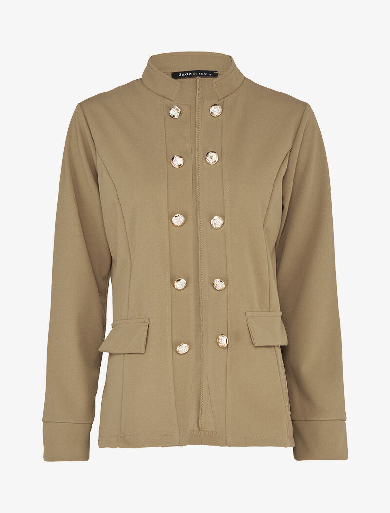 Veste unie à boutons stylisés - Beige - 1