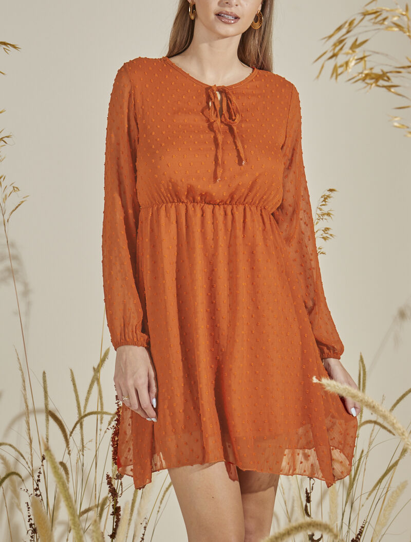 Robe patineuse en plumetis - Orange - 1
