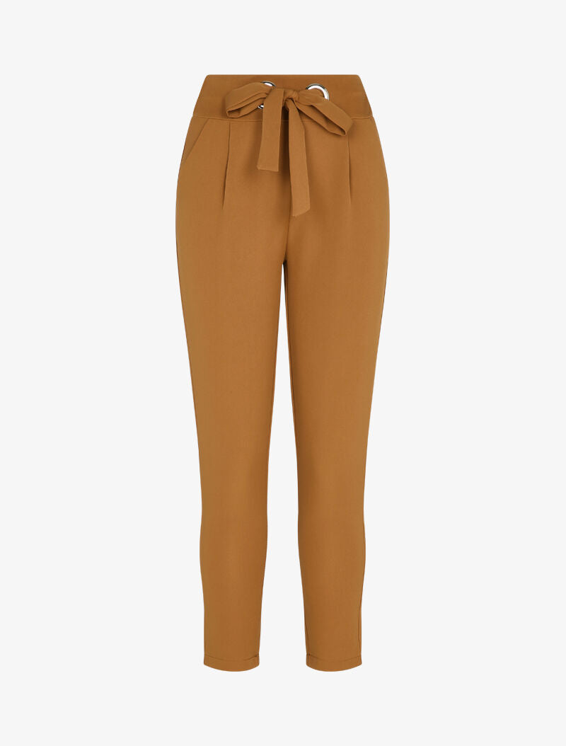Pantalon coupe carotte à ceinture intégrée - Camel - 3
