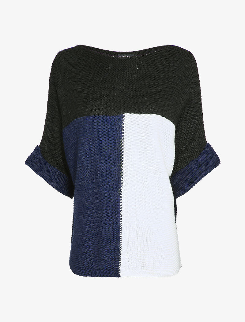 Pull color block à manches dolman - Marine - 4