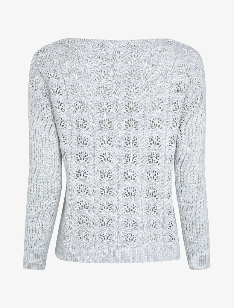 Cardigan ouvert en maille ajourée - Gris clair - 2