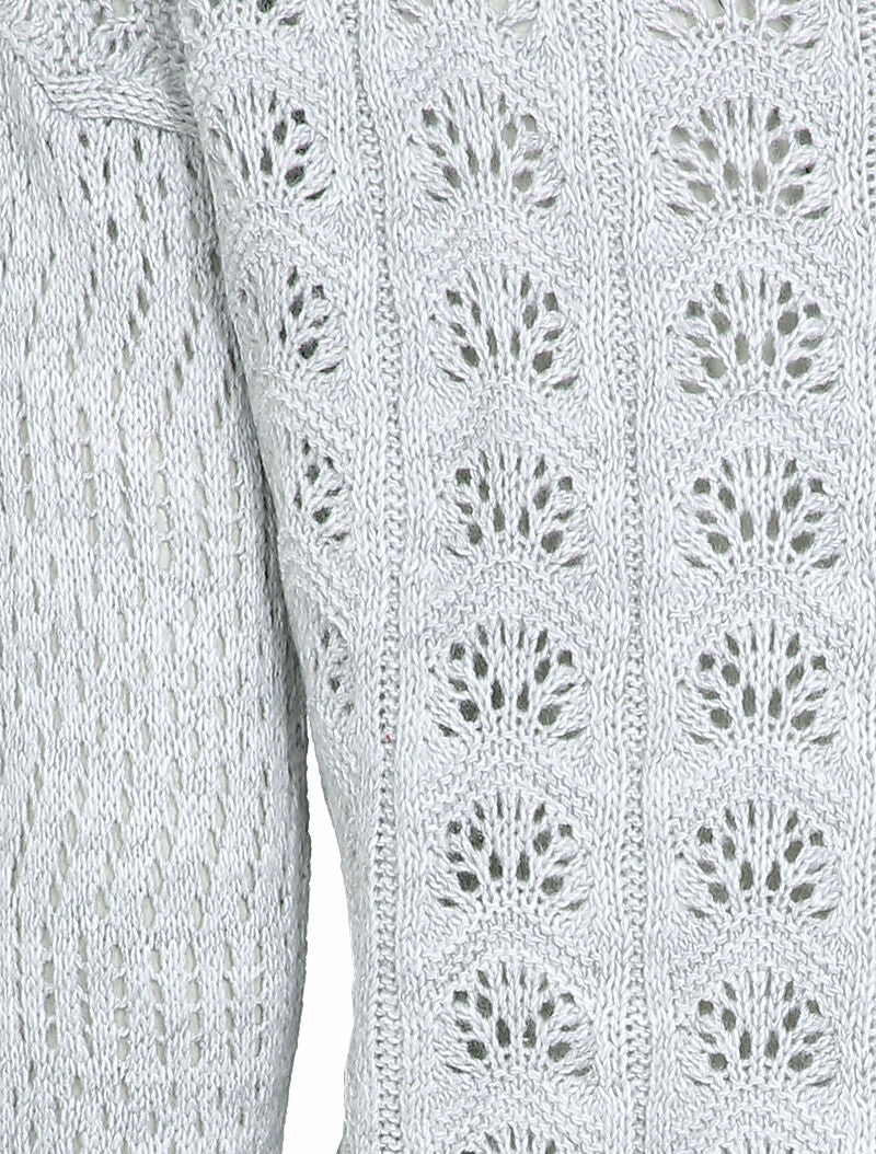 Cardigan ouvert en maille ajourée - Gris clair - 3