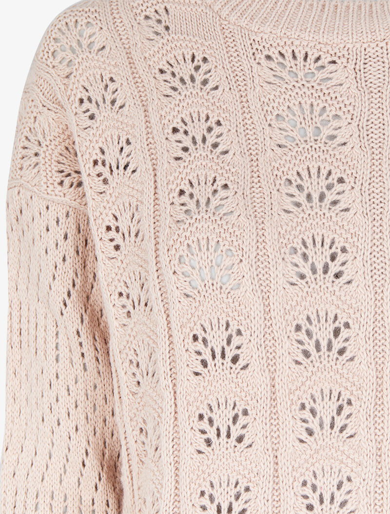 Pull ajouré en maille - Rose - 3
