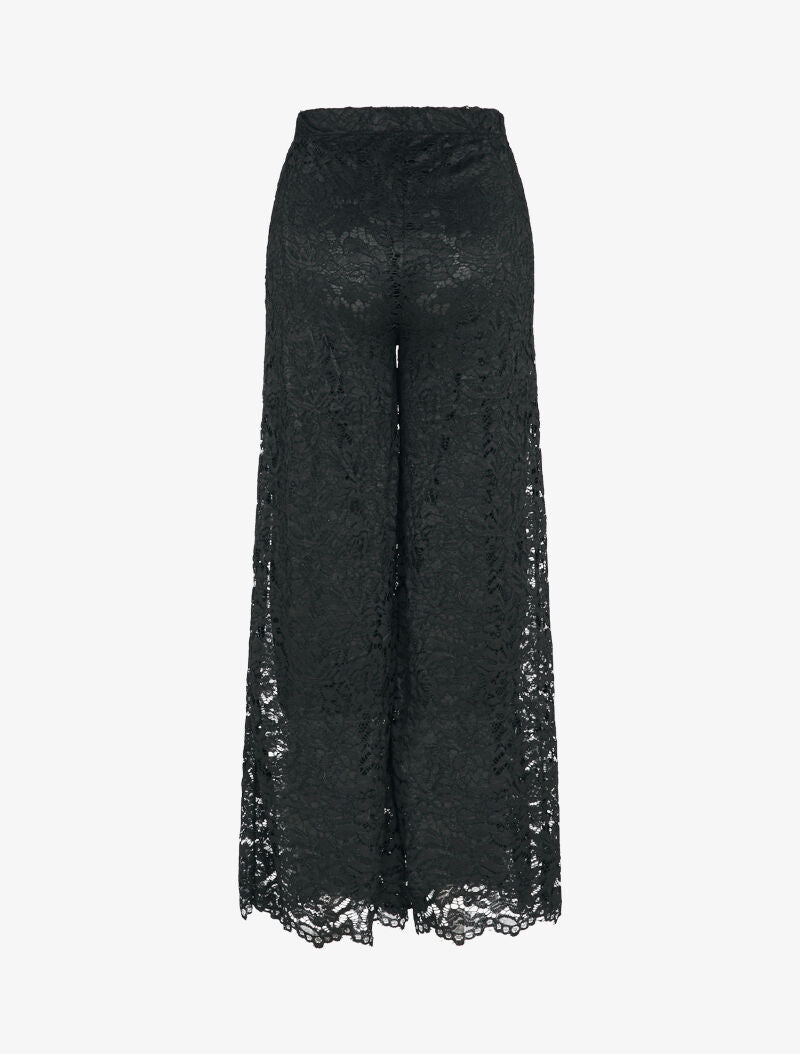 Pantalon extra long en dentelle - Noir - 2