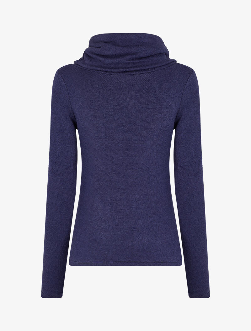 Pull fin à col roulé lâche - Marine - 2