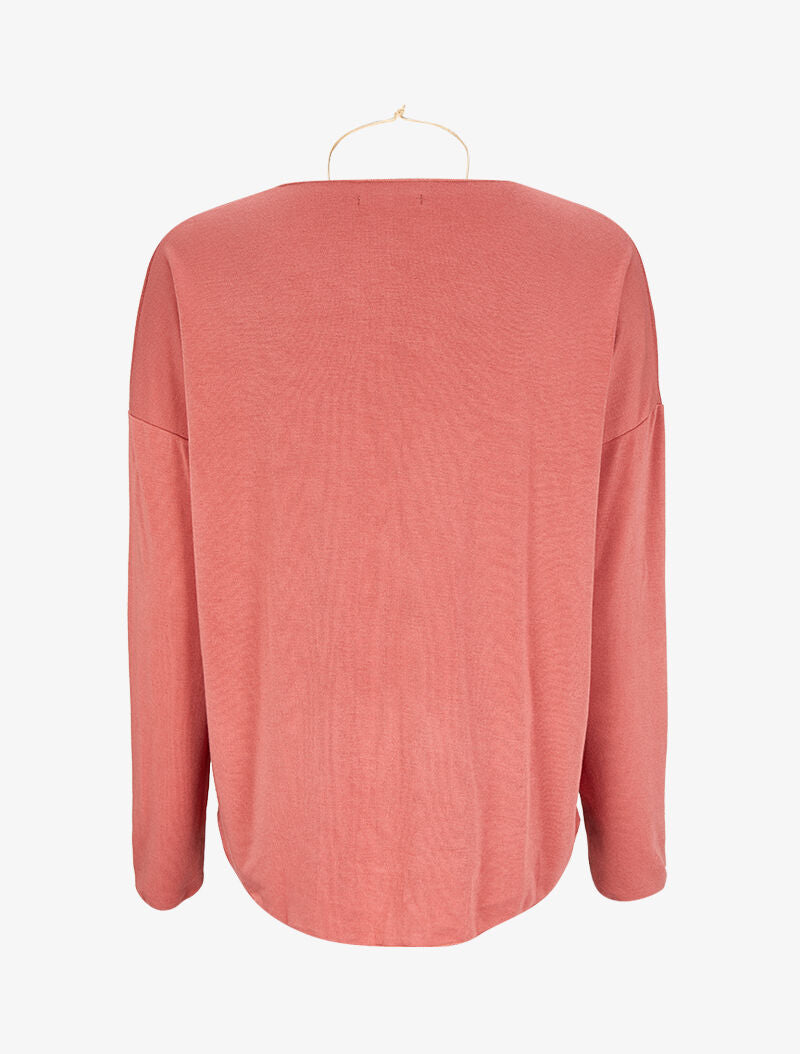 Top carré oversize à col V - Rose foncé - 2