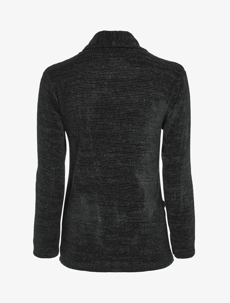 Gilet texturé à col châle - Noir - 2