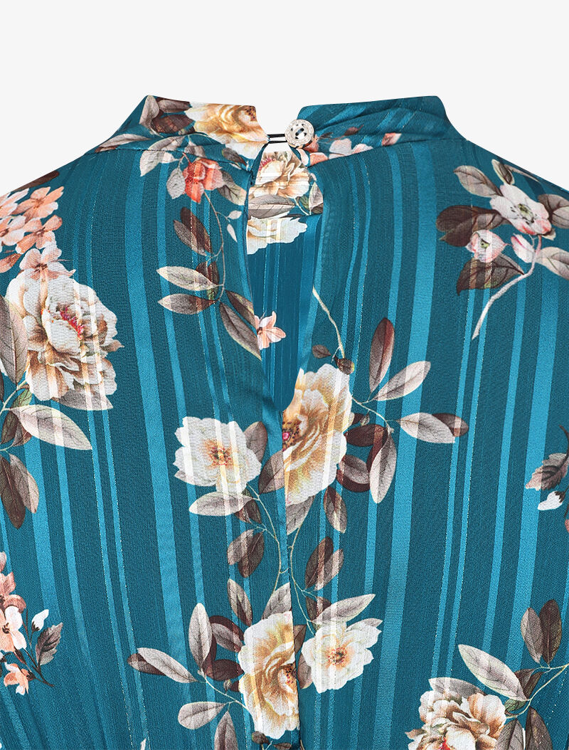 Robe bohème à motifs roses - Bleu - 3
