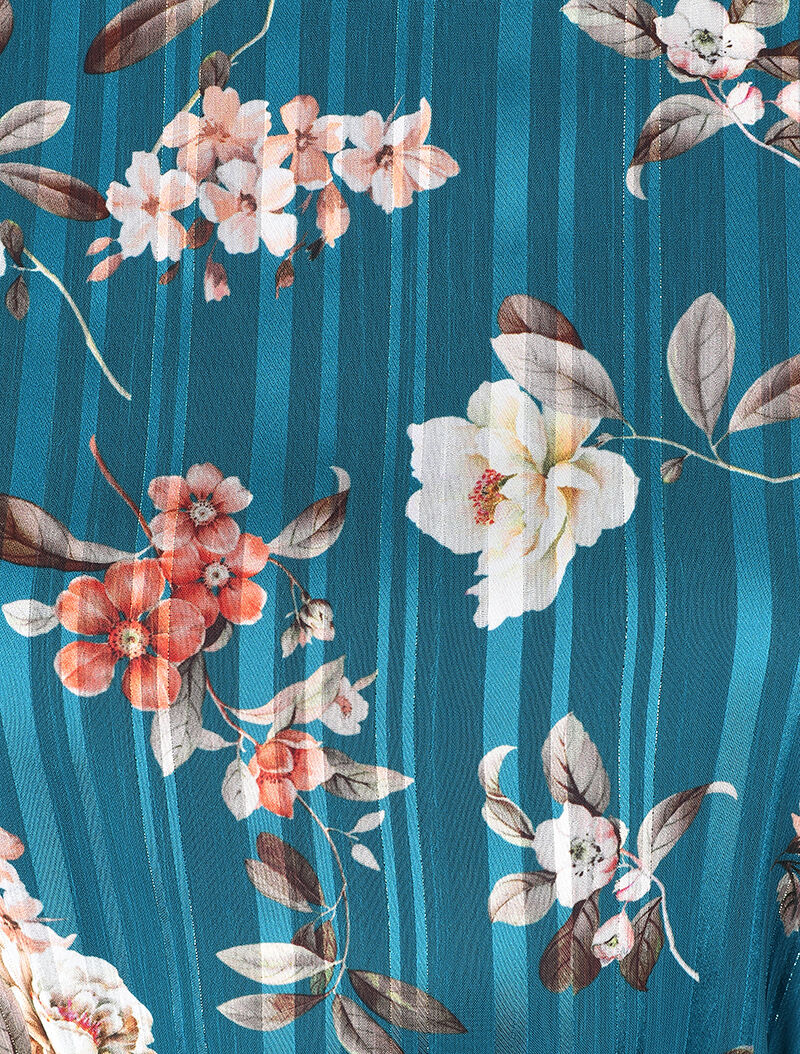 Robe bohème à motifs roses - Bleu - 4