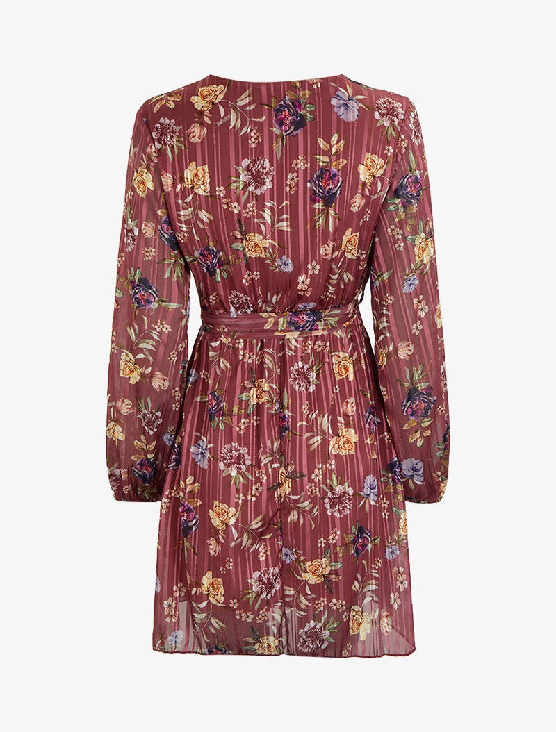 Robe patineuse cache-coeur à motif roses - Mauve - 2