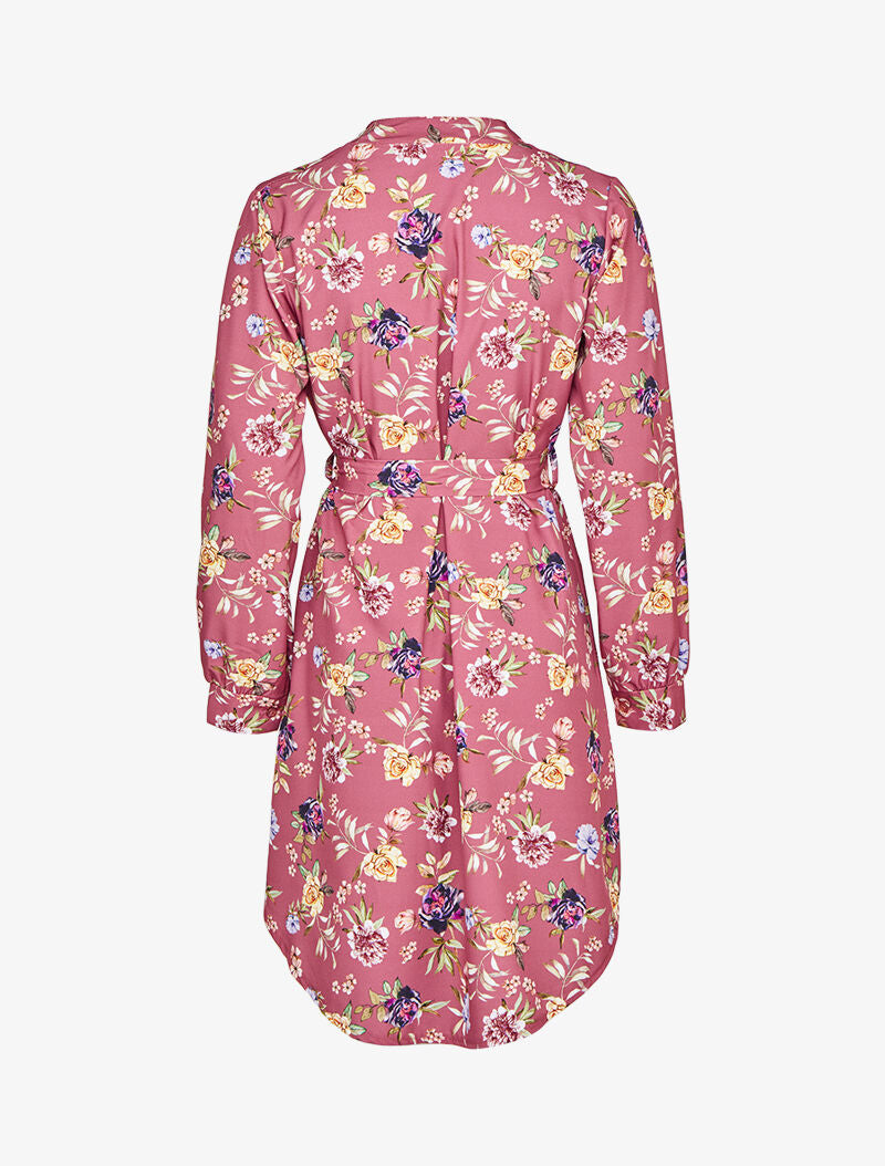 Robe asymétrique à imprimé multi-fleurs - Vieux rose - 2