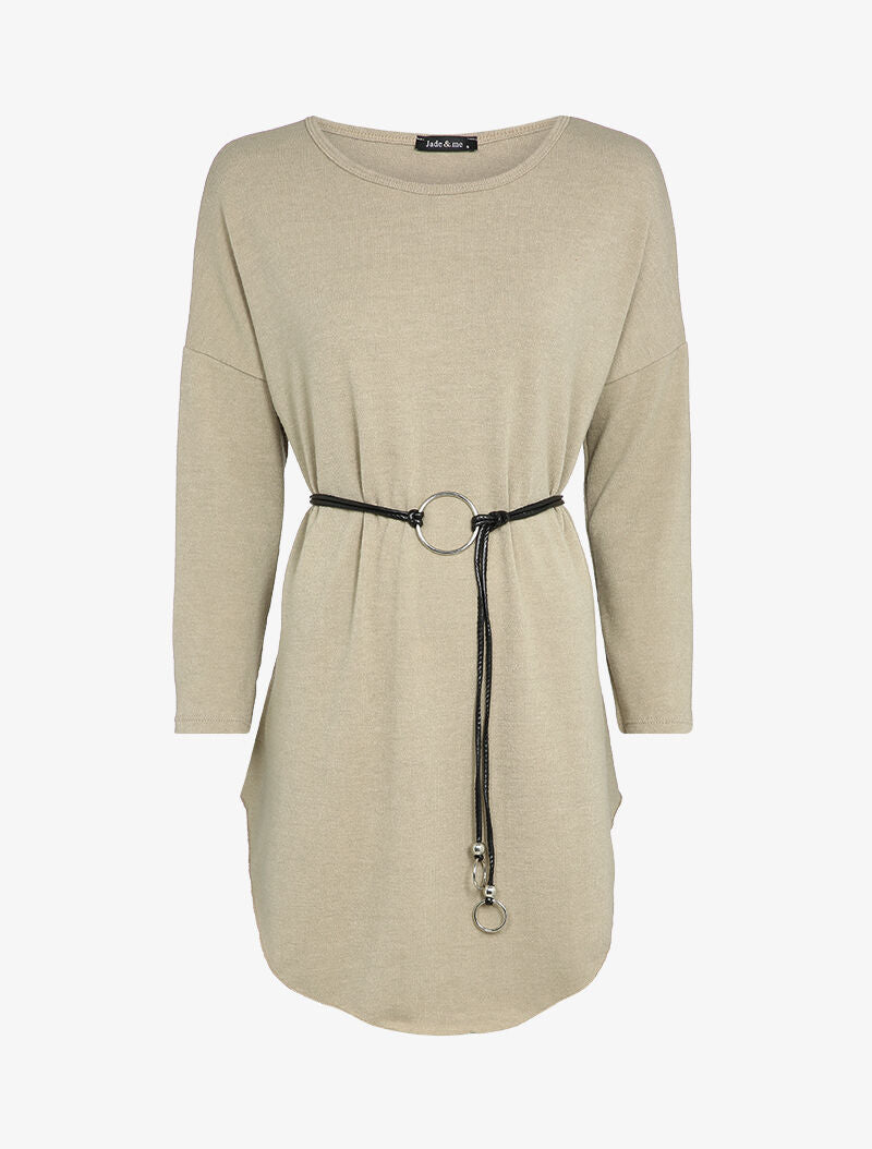 Robe pull oversize à manches dolman - Beige - 4