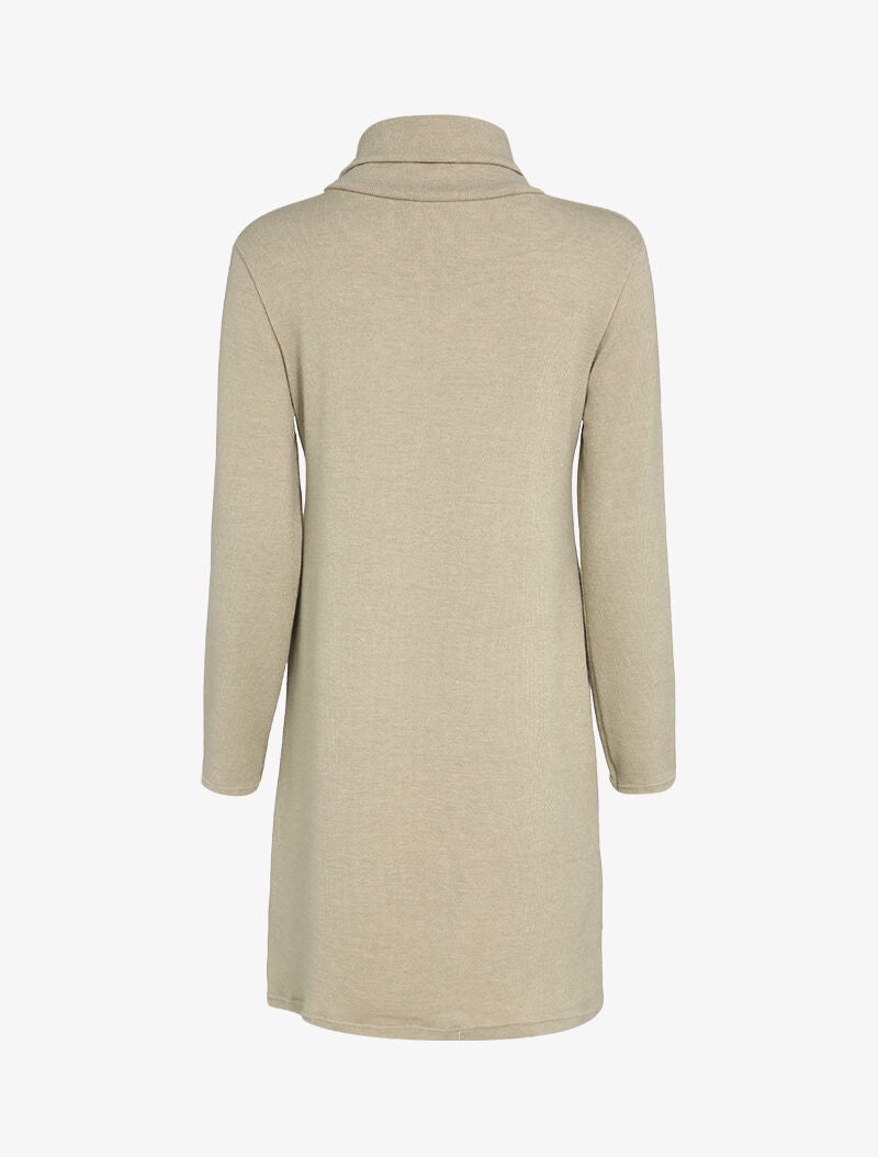 Robe pull oversize à col zippé stylisé - Beige - 2