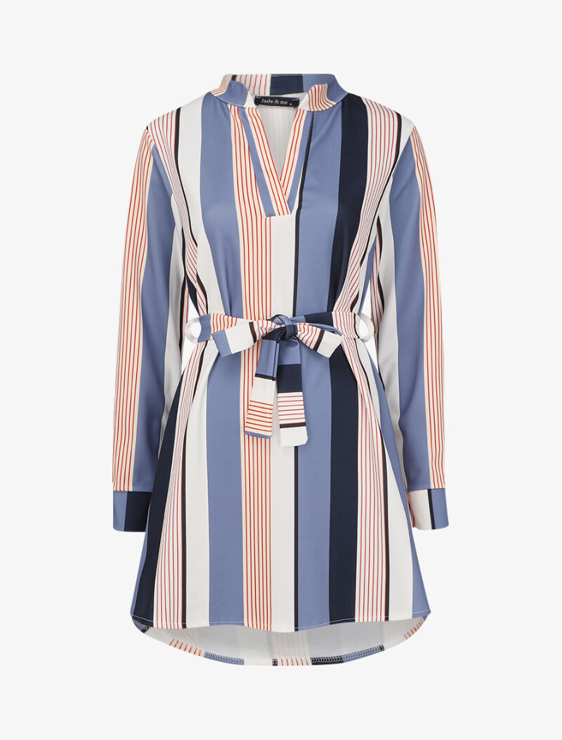 Robe asymétrique à rayures - Bleu - 1
