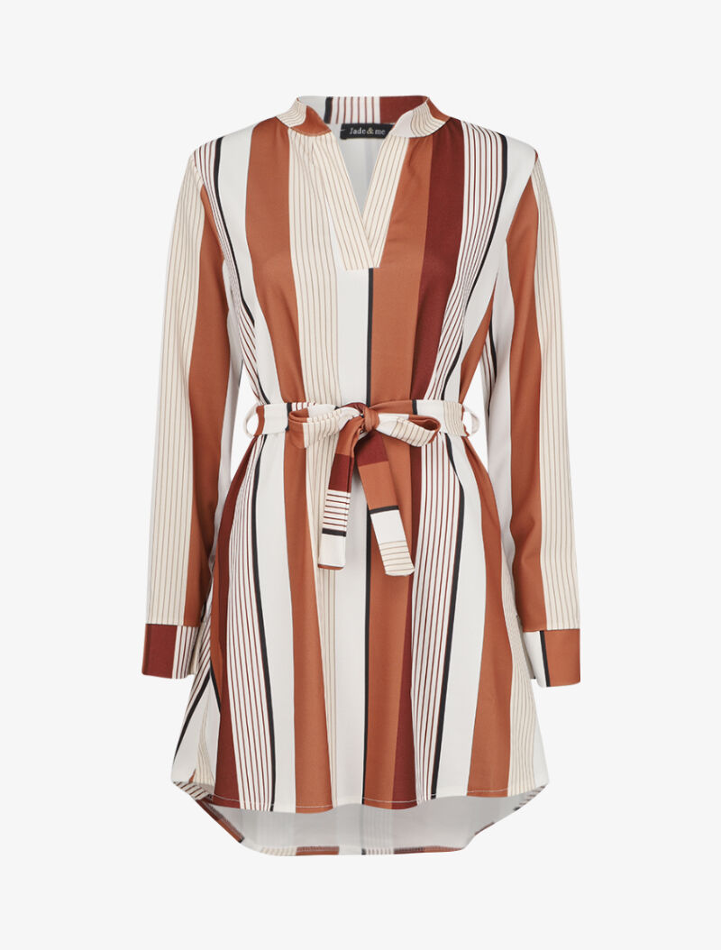 Robe asymétrique à rayures - Camel - 1