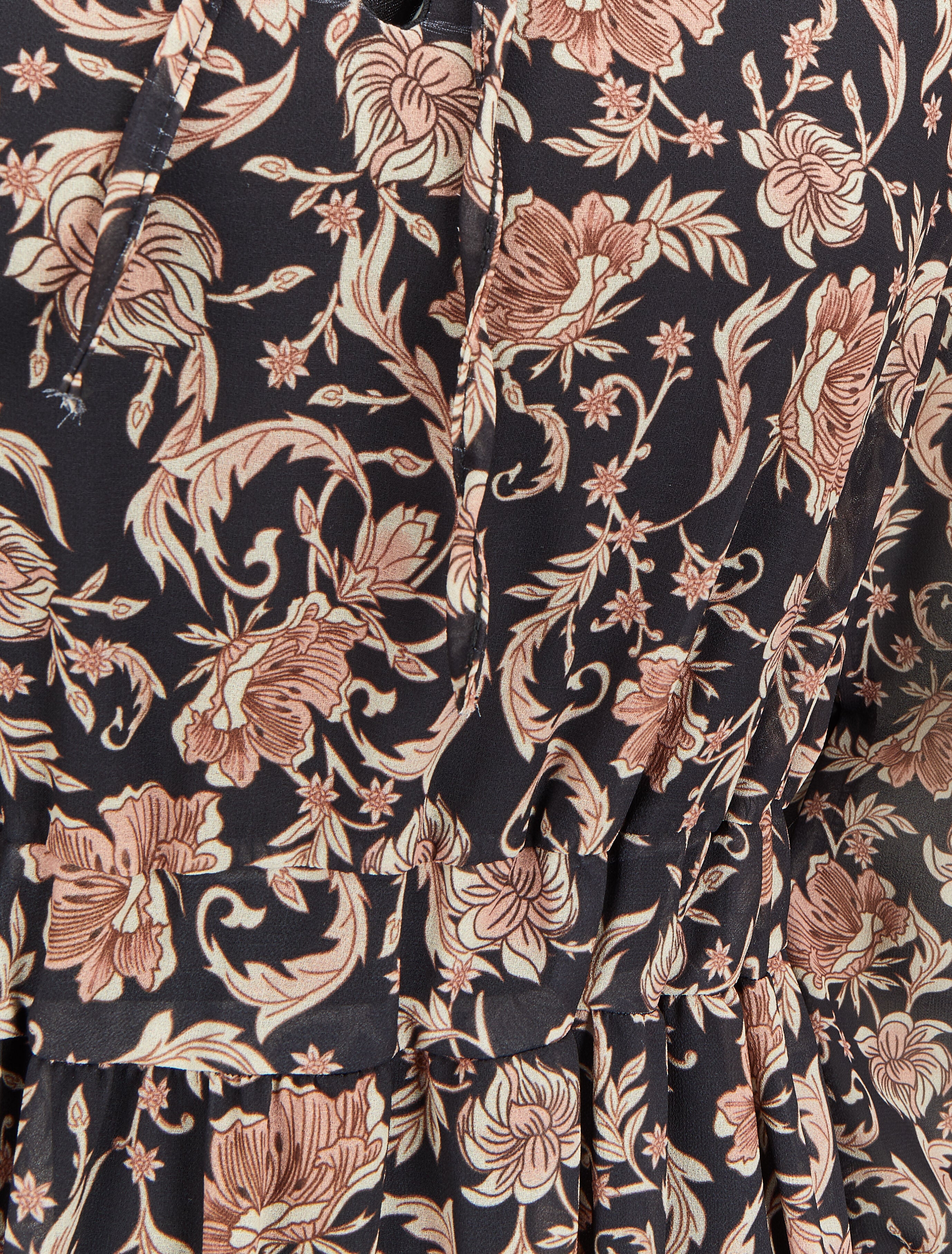 Robe longue à imprimé fleurs baroques - Noir - 3