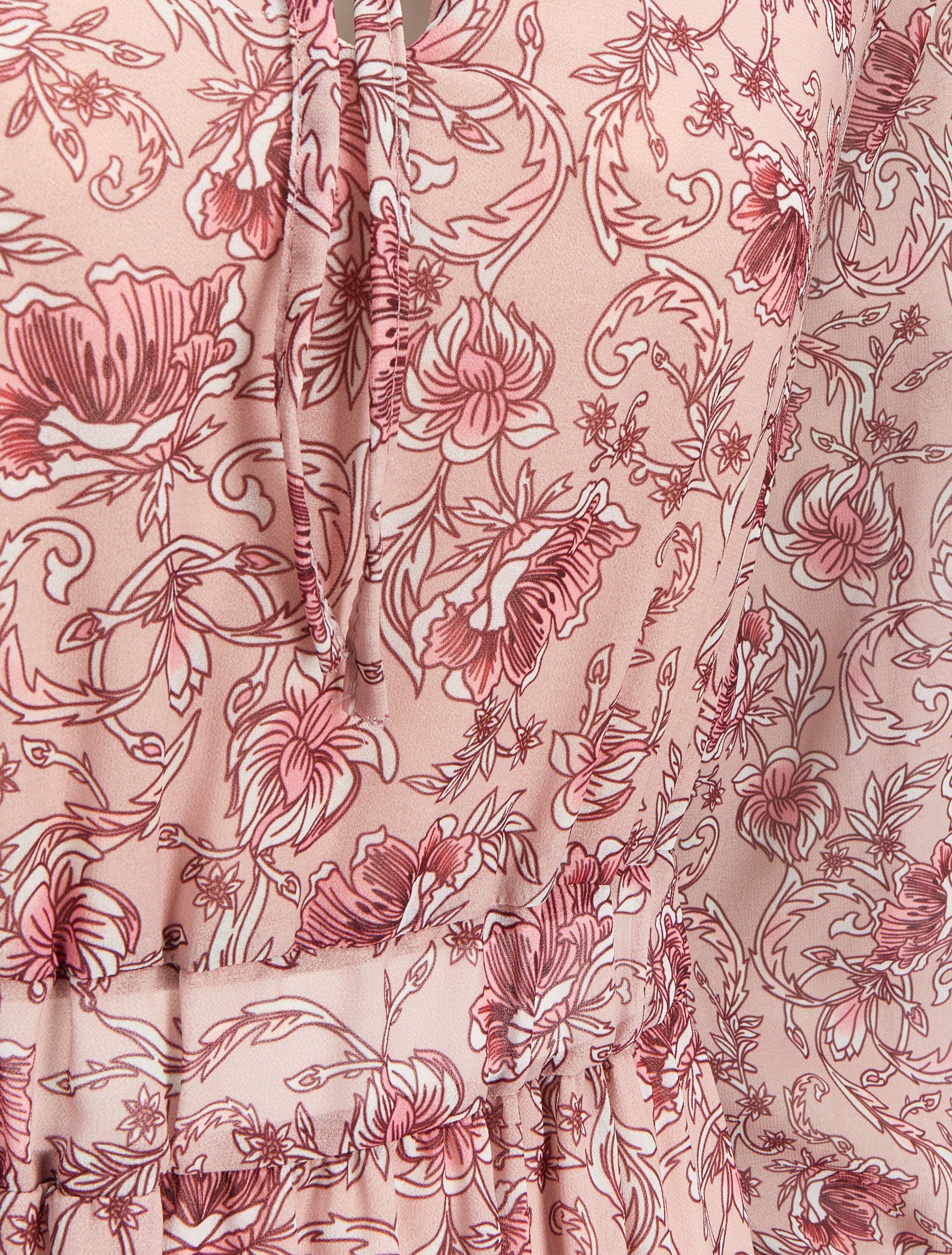 Robe longue à imprimé fleurs baroques - Rose poudré - 3