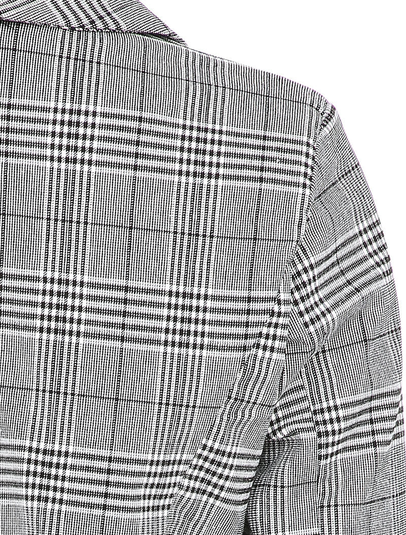 Blazer imprimé prince de galles à bords arrondis - Noir - 3