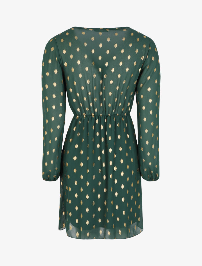 Robe empire à imprimé pois dorés - Vert - 2