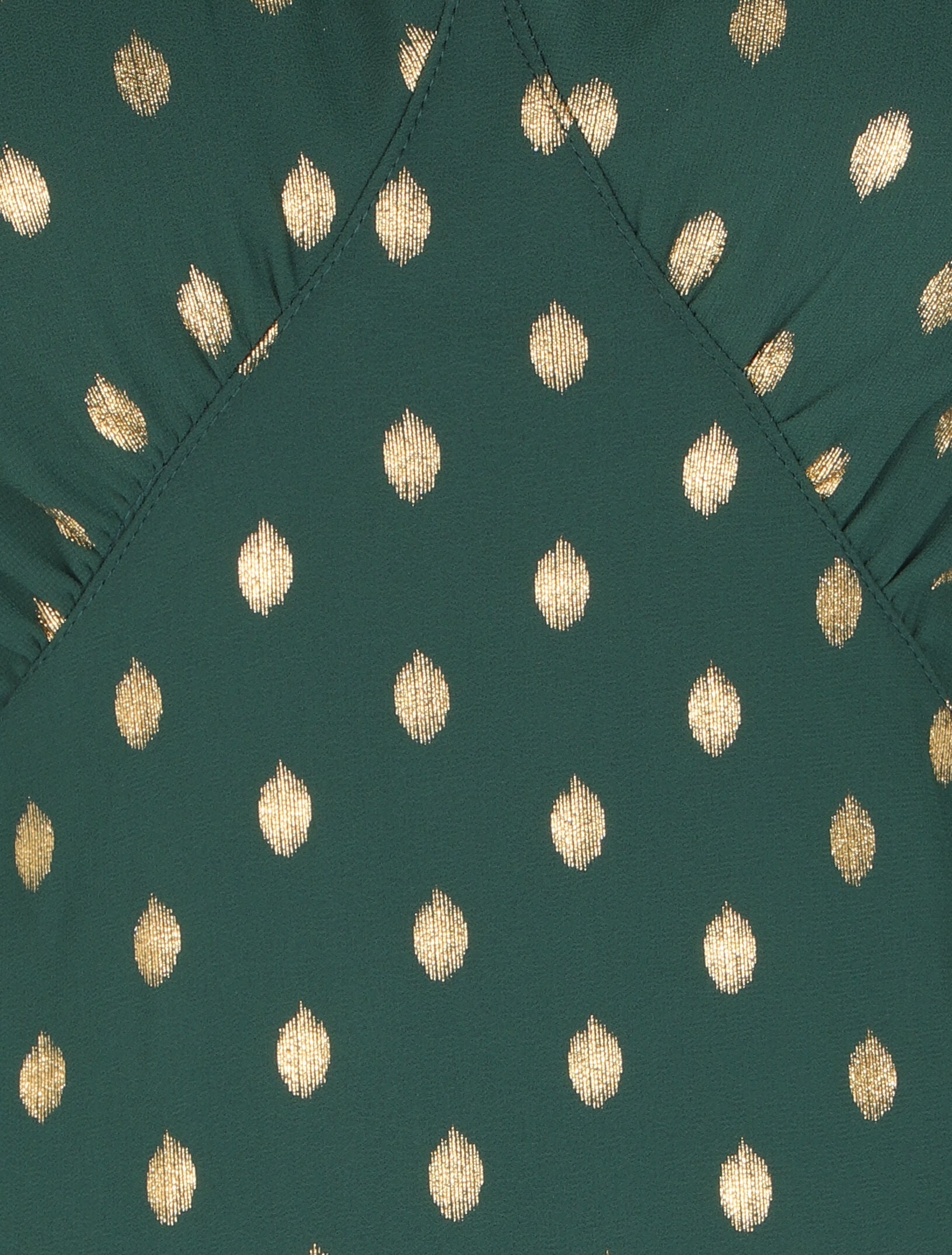 Robe empire à imprimé pois dorés - Vert - 3