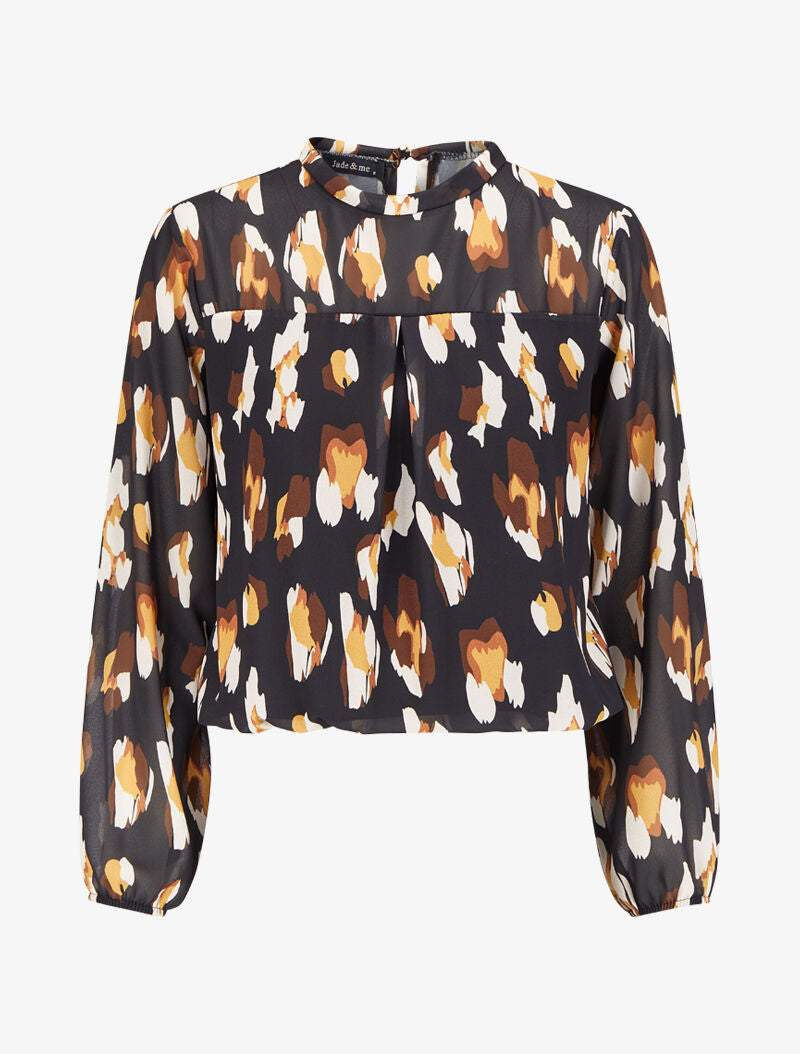 Blouse fluide à imprimé - Noir - 1