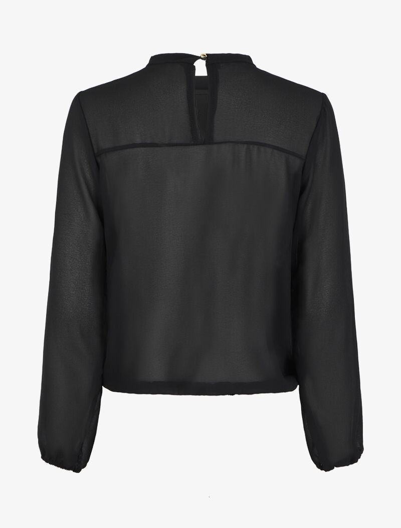 Blouse en voile unie - Noir - 2