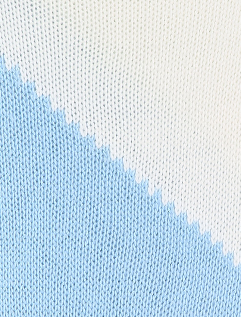 Pull en maille tricot bicolore - Bleu ciel/blanc - 3