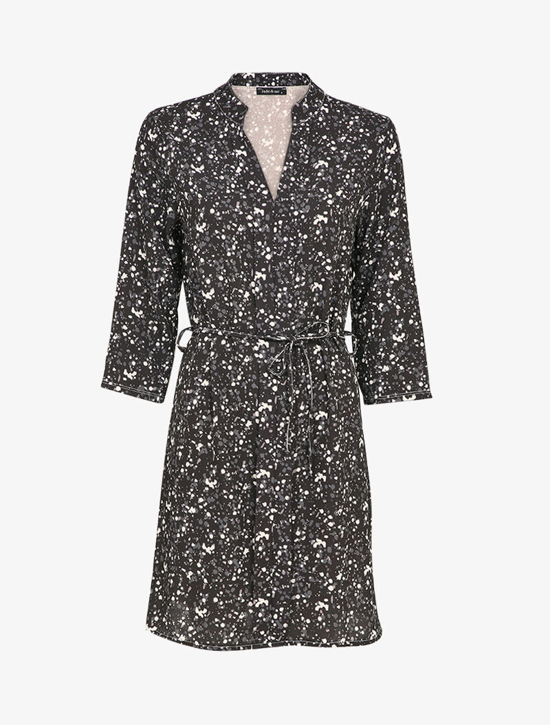 Robe patineuse à imprimé moucheté - Noir - 1
