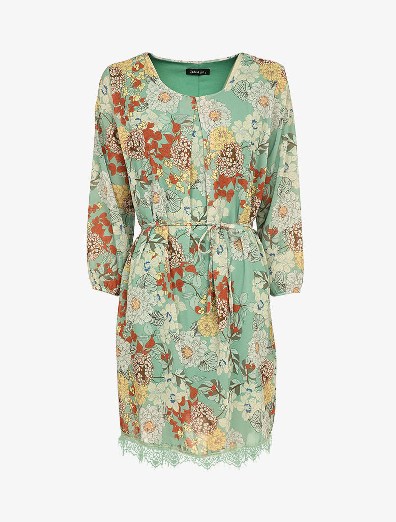 Robe patineuse à imprimé fleurs sauvages - Vert - 1