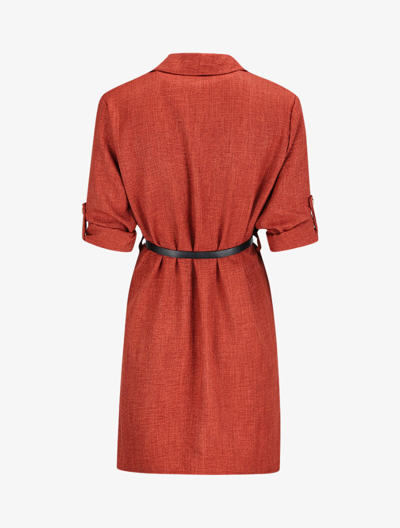 Robe chemise effet froissé - Rouille - 2