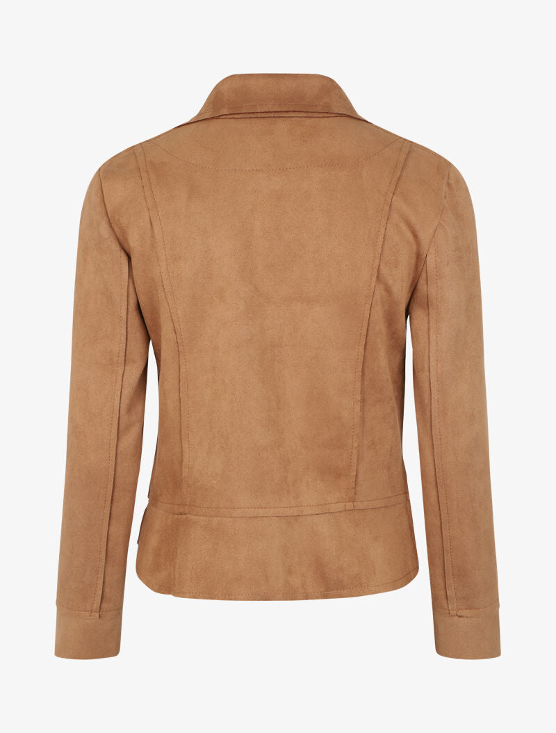 Perfecto suédé à zips stylisés - Camel - 2