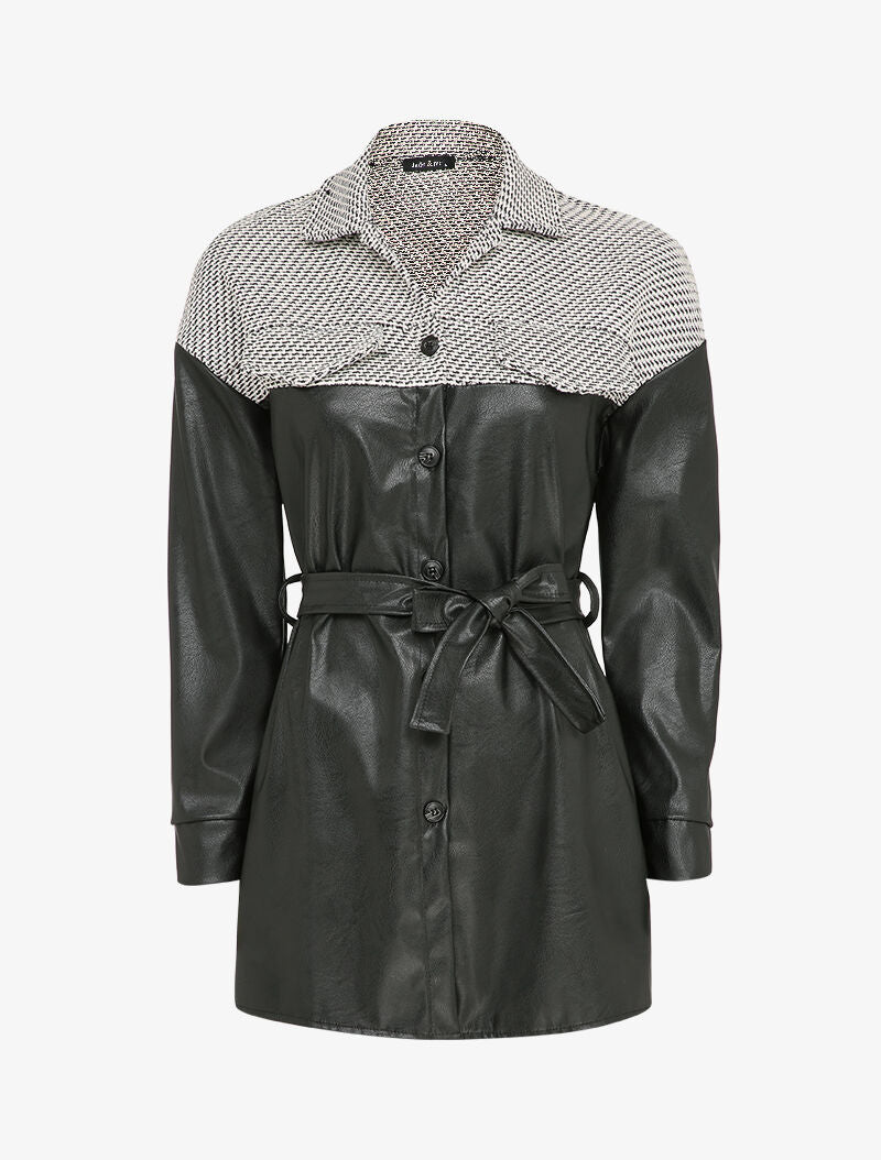 Veste en simili et imprimé graphique - Noir/blanc - 3