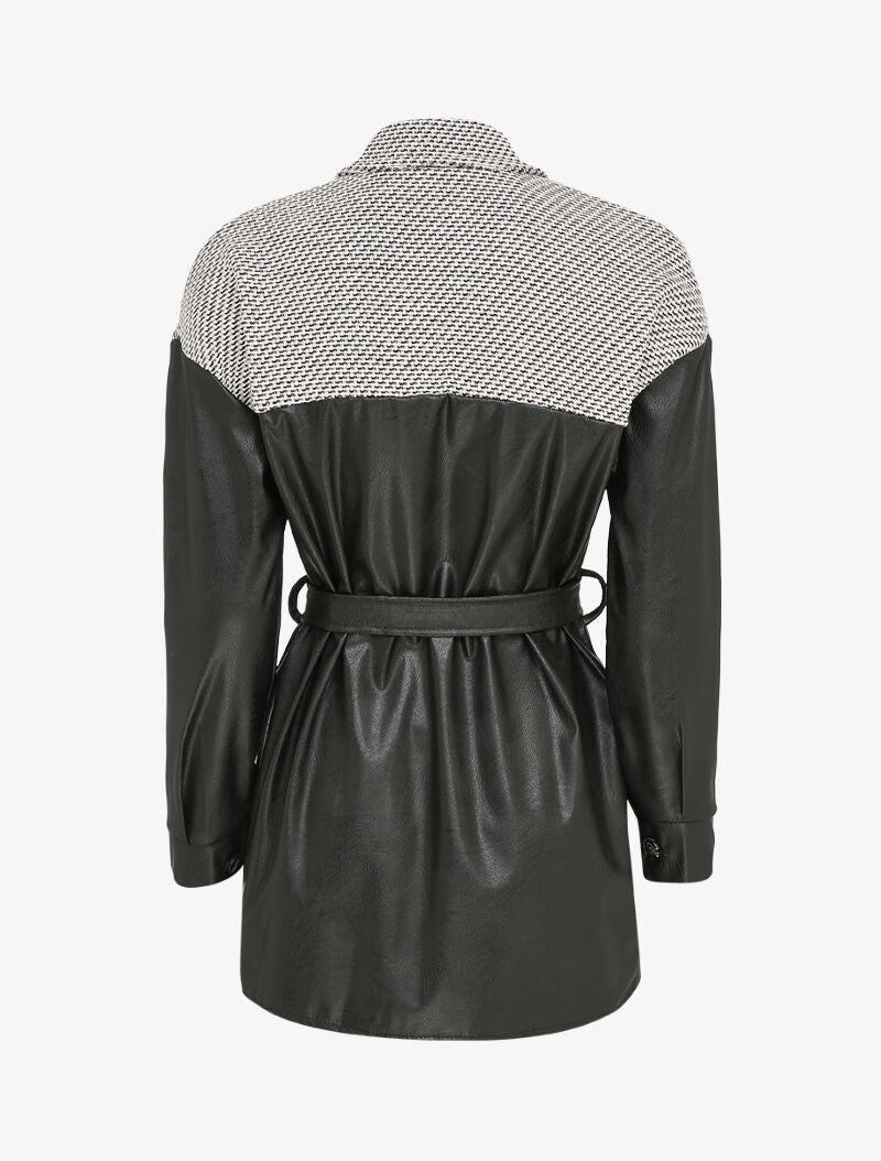 Veste en simili et imprimé graphique - Noir/blanc - 2