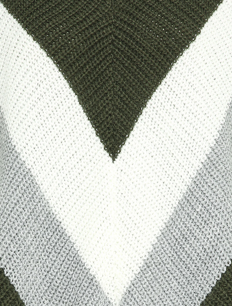 Pull style poncho à bords asymétriques - Kaki - 3